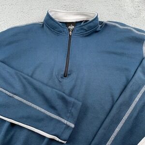 Prana Pullover Mens Extra Large Blue 1/4 Zip Performance Hiking Base Layer